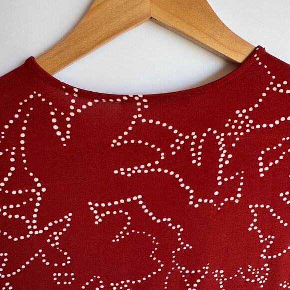 BOSS by Hugo Boss Esoa V Neck Top Dot Blouse Extra Small Red Career Professional - Picture 10 of 15